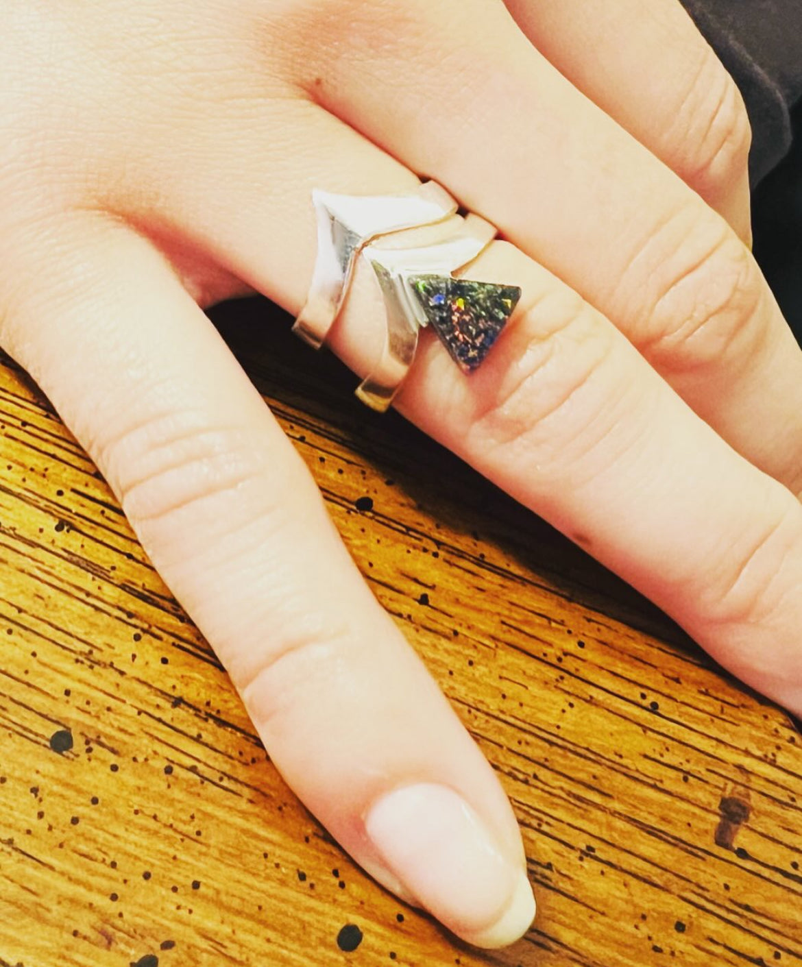 Krown Design with Triangle Black Opal