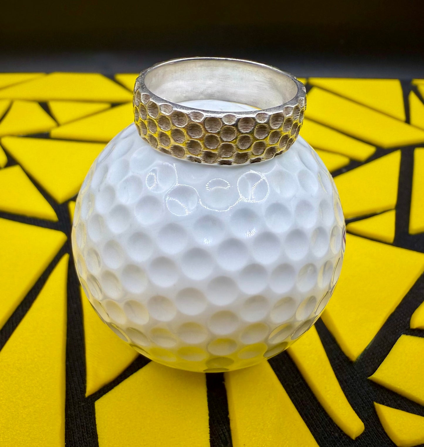 Golf Ball Ring Silver Ring