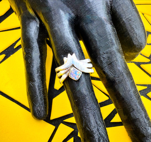 Triple Band Grey Opal Ring